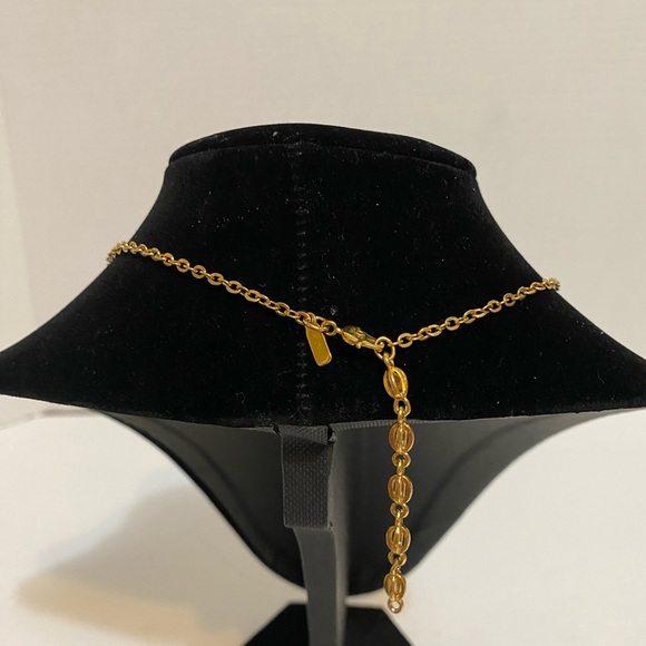 Monet Gold Tone Chain Necklace with extender.  Signed - Picture 2 of 3